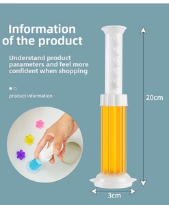 Toilet cleaning gel syringe with dimensions 20cm height for floral deodorizing application