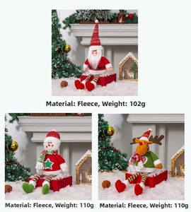 Détails de la texture du tissu des poupées de Noël avec Père Noël et bonhomme de neige