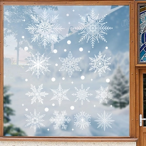 White snowflake window stickers in various patterns for Christmas glass decoration