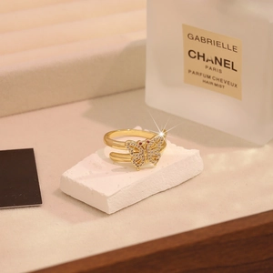 Double band bow ring with gold finish and micro-inlaid cubic zirconia stones