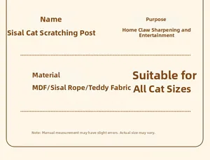 Detailed material breakdown of sisal cat scratcher with density board and teddy velvet