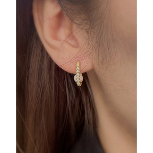 S925 sterling silver hoop earrings with zircon pavé and white shell pearls for women