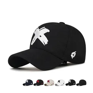 Baseball Cap Embroidered Letter X Adjustable Curved Brim Outdoor Casual Sun Hat For Men Women Polyester