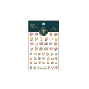 Stereoscopic 5D candy color alphabet nail art stickers with embossed 3D heart and stars
