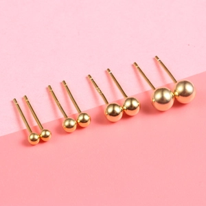 Set of four S925 sterling silver gold plated round ball stud earrings in varied sizes