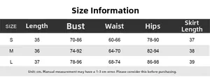 Detailed size guide table for women's tight solid color crop top and mini skirt set in cm