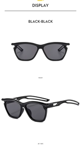 Front and 45-degree side views of black square fashion sunglasses for kids