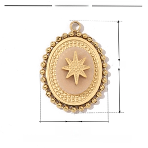 Spécifications de taille d'un pendentif étoile céleste en acier inoxydable doré et pierre