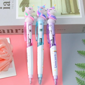 Unicorn Ballpoint Pen Creative Light-Up LED Novelty Writing Stationery For Students Party Favors Cute Cartoon