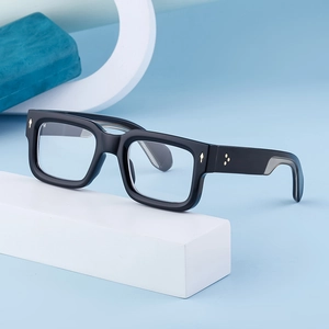 2025 trendy black square frame sunglasses for men with signature decorative metal rivets