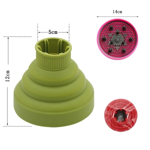 Detailed dimensions of foldable silicone hair dryer diffuser with 14cm outlet diameter