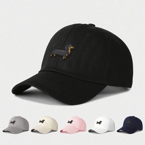 Baseball Cap Cotton Twill Dachshund Dog Embroidery Adjustable Outdoor Sun Hat Casual Classic Sporty Style
