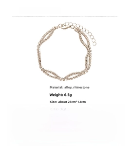 Detail showing double-row cubic zirconia silver bracelet dimensions and material specs
