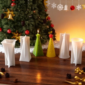 Christmas tree silicone candle mold set for DIY handmade wax and resin craft making