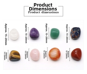 Detail showing eight mixed natural crystal stones with dimensions of approximately 15-20mm