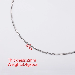 Collier chaîne hip-hop punk minimaliste en acier inoxydable de 2mm d'épaisseur
