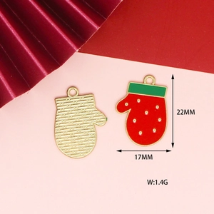 Detailed view of Christmas glove pendant 22x17mm for DIY jewelry making material