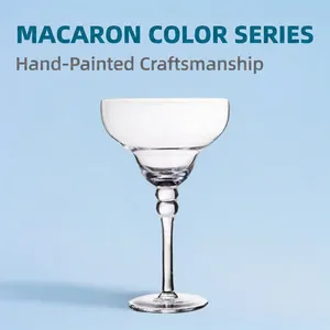 Margarita Cocktail Glass Hand Painted Crystal Drinkware Artistic Floral Fruit Pattern For Home Bar Party Celebrations