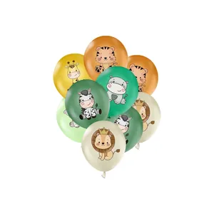 Ballons en latex avec animaux de la jungle pour décoration de premier anniversaire