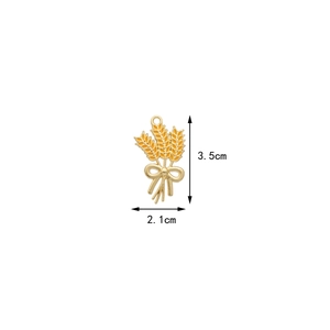 Cartoon style golden enamel wheat ear pendant and brooch accessory 3.5cm x 2.1cm