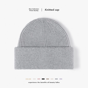 Unisex Winter Beanie Hat Knitted Woolen Yarn And Faux Fur Ribbed Warm Thickened Windproof Outdoor Minimalist For Men Women