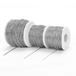 Trois rouleaux de chaînes en O en acier inoxydable argenté pour la fabrication de bijoux DIY
