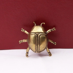 Figura De Mariquita Latón Vintage Insecto Miniatura Adorno Escritorio Estatua Animal Retro Mascota De Té