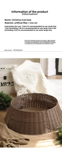 Detail of handmade woven Christmas tree collar with fiber and iron craft for tree base decor