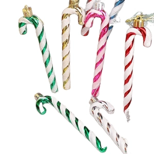 Colorful glitter Christmas candy cane ornaments with spiral pattern in multi-color sets
