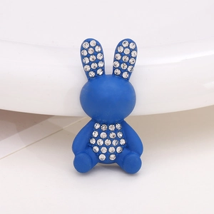 Blue cartoon rabbit charm accessory with sparkling rhinestones for shoes and DIY crafts