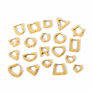 Flat cut geometric earrings in 18k gold plated stainless steel featuring various shapes