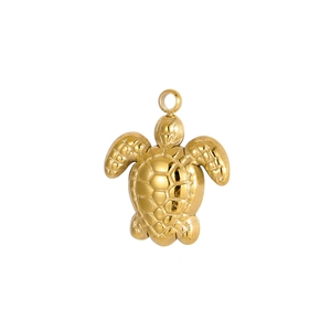 Golden hollow turtle pendant in stainless steel for DIY necklace jewelry making