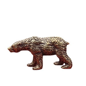 Antique brass polar bear figurine with realistic muscle texture and vintage finish