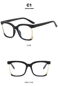 Detailed views of black and gold square frames with stylish side accents and sleek finish