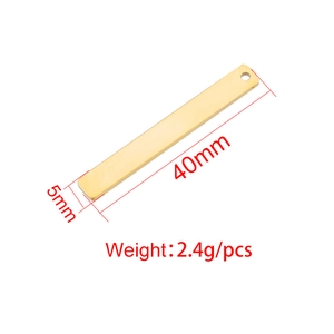 Golden stainless steel rectangle pendant 40x5mm with 2.4g weight for DIY jewelry