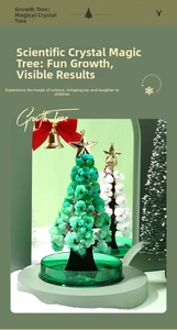 Macro detail of magic crystal Christmas trees with colorful blooming branches and stars
