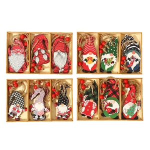 12-delige set houten kerstkabouters voor kerstboomdecoratie inclusief houten opbergdozen