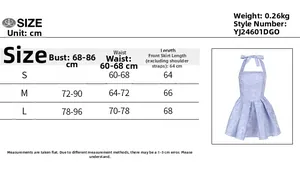 Detailed size chart for sexy halter jacquard A-line dress with CM measurements