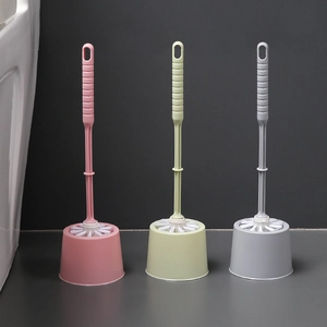 Toilet Brush And Holder PP Plastic Long Handle Deep Cleaning Bathroom Scrubber Household Simple Style