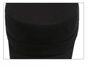 Close-up of precise stitching on top of black cotton canvas cadet cap with SPORT embroidery