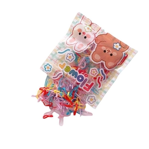 Bulk set of colorful high elasticity kids hair ties in a cute cartoon animal polybag