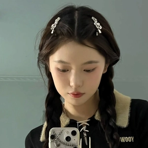 Barrettes À Cheveux Fleur En Métal Alliage Strass Pince À Bec De Canard Style Coréen Élégant Pour Femmes Filles