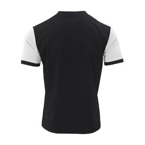 Détail de l'arrière d'un polo business bicolore noir et blanc au design épuré