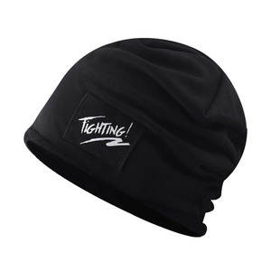 Slouchy Beanie Hat Cotton Knit Breathable Outdoor Fighting Patch Casual Skull Cap For Men Women