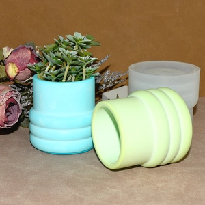 Stampi in silicone cilindrici per vasi di candele e vasi per piante grasse con base rigata