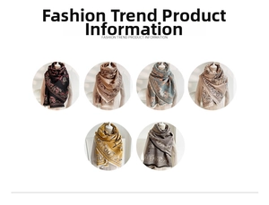 Detailed view of six bohemian paisley printed scarves with delicate fringe trim