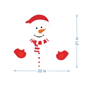 Detailed dimensions of 21x22 inch cartoon snowman magnetic sticker for Christmas decor