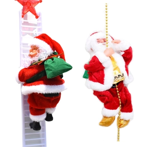 Electric climbing Santa Claus on ladder and bead chain for Christmas home decoration
