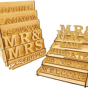 6-tier wooden tiered display rack set with DIY letters and numbers for wedding decor