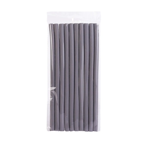Set of 10 grey flexible foam hair rollers for heatless curls and DIY hairstyling